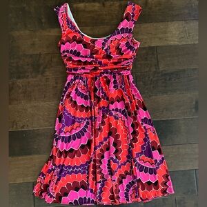 Maggy London Ruched Sleeveless Fit and Flare Dress